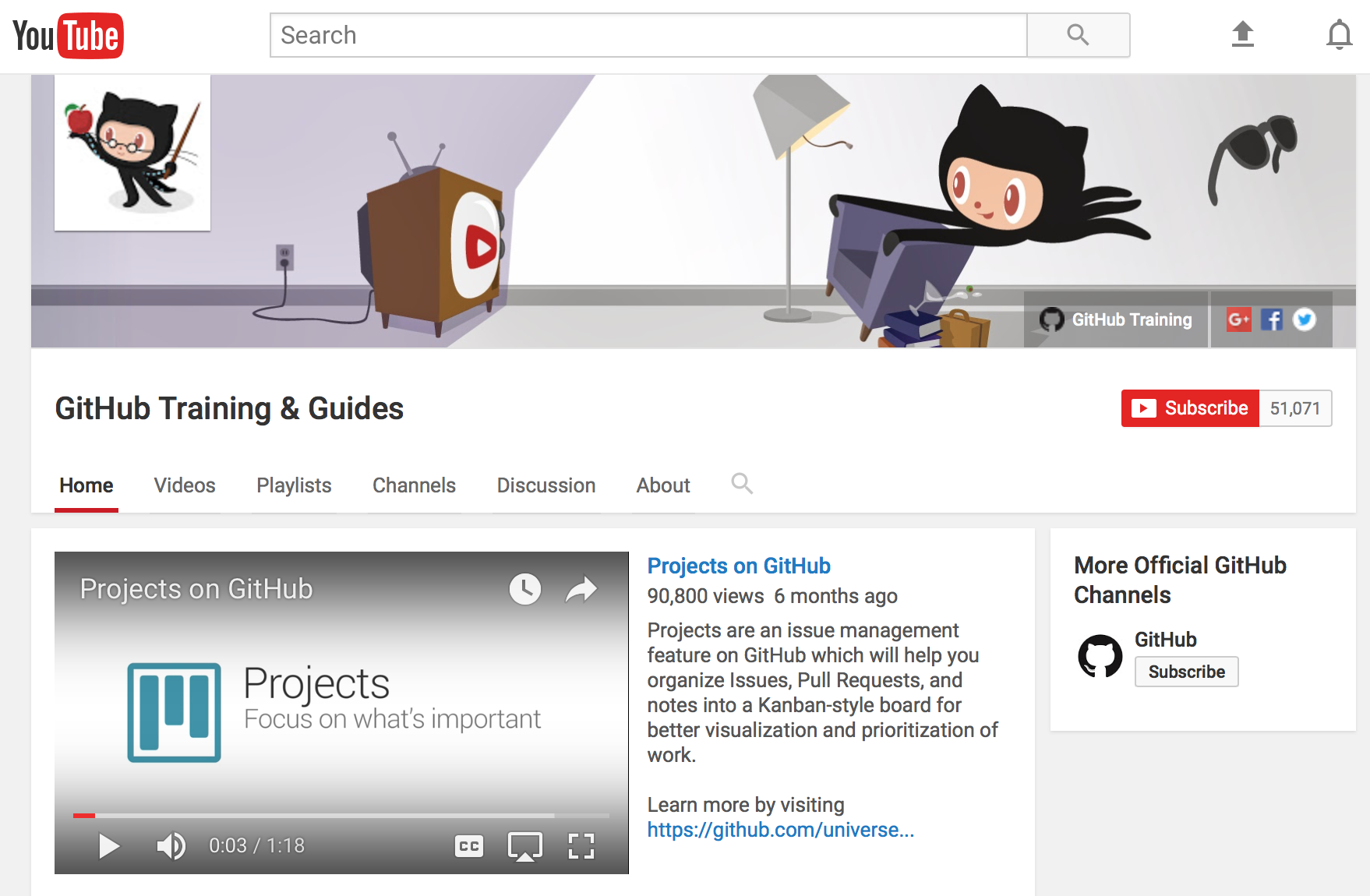 GitHub Training & Guides on YouTube